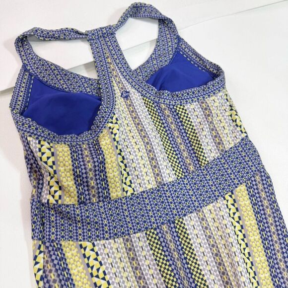 Prana Maxi Dress Womens Medium Blue Yellow Racerback Activewear flowy - Picture 3 of 9